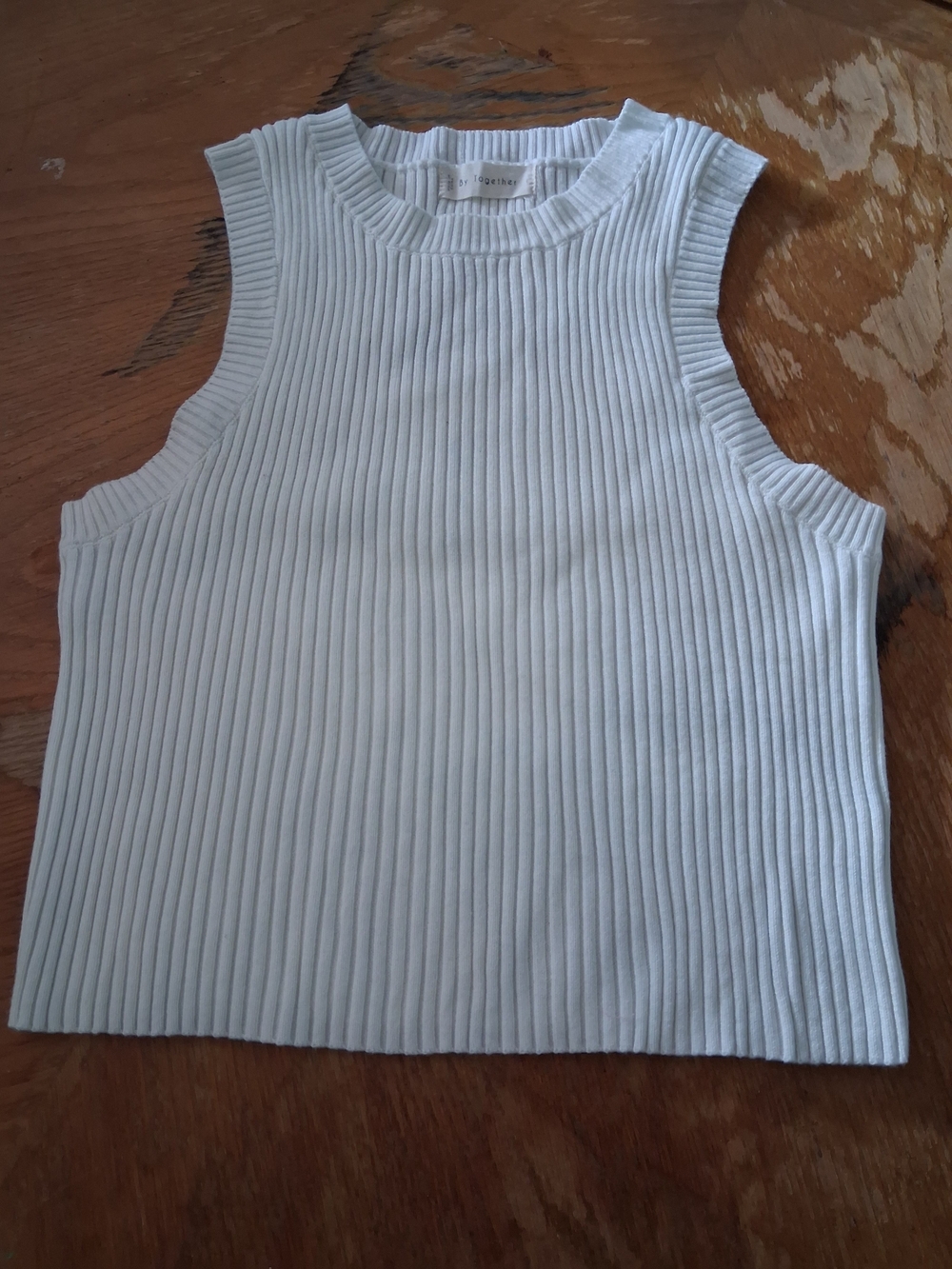 Together Ribbed Sleeveless Tank Top - White